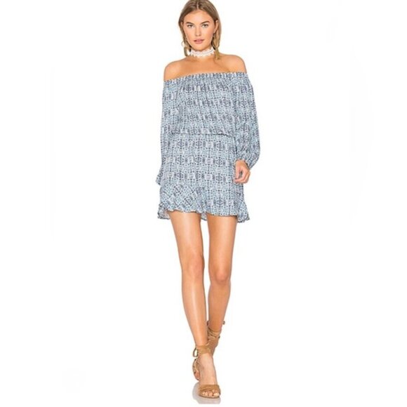 SOFT JOIE Sarnie Off-Shoulder Top | Soft Copen Blue Blouse, Boho Chic Style XS - Picture 2 of 8